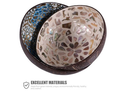 Schnitz-Kokosnussschale Neueste Schalen Lack einzigartiges Muster Cluster-Schalen-Löffel