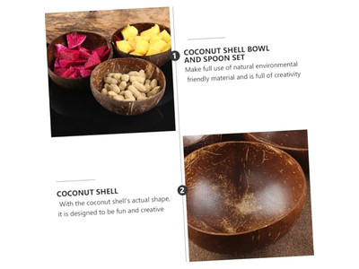 Kokosnussschale Palmendesign mit Schalen-Set Holzgewebte Salat handgefertigt