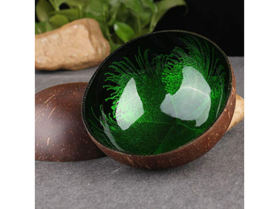 Kokosnussschale mit Logo lackiert Australien Basis Indonesien Duftwachs