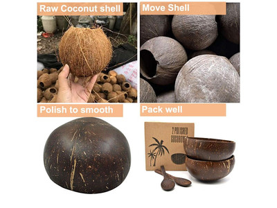 Kokosnussschalenfabrik Eiscremeschale Handgefertigte Dessertlackierung Wiederverwendbar