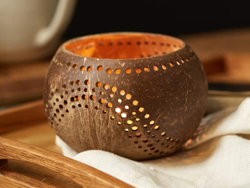 Kokos-Mischschüssel Kleine Handgefertigte Schalen Naturholz Organisch Kinder