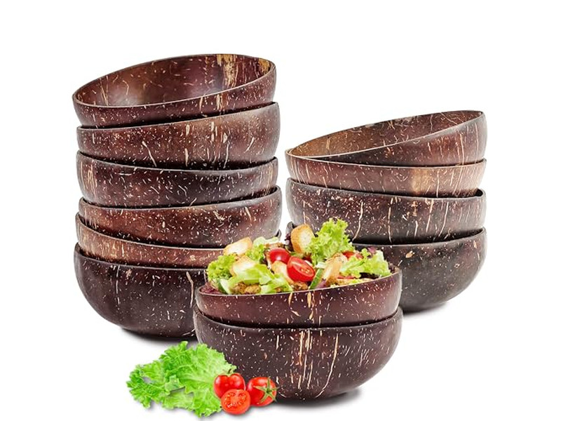 Teigschale Kokosnussschale Logo Handgefertigt Holz Rustikales Holzwerkzeug-Tablett