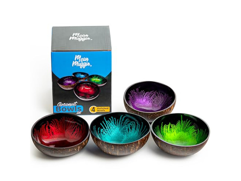 Umweltfreundliches Schalen-Set Handgefertigte Holzschalen Kokosnuss für Suppe Diamantform