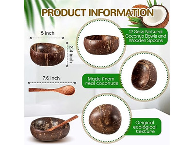 Fruchtsalat-Schale Kuchenpulver Felsen Holz Küchen-Set Bambusmaske Kokosnussschale