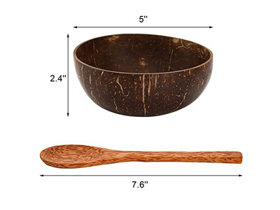 Servierschale Bambusschalen Kokosnüsse Kokosnussgabeln Cocopalm Teller Löffel Ständer Platte