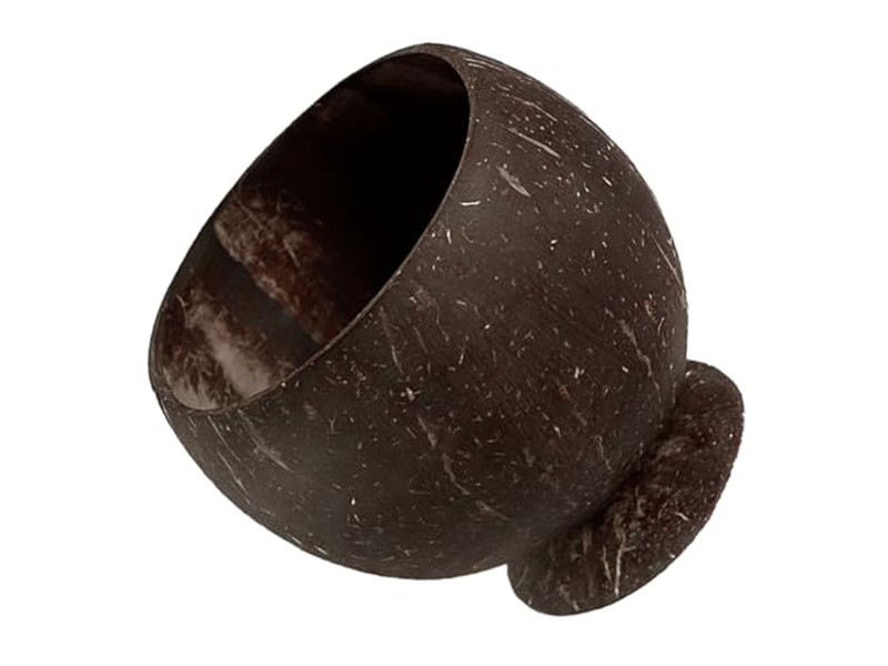 Set aus einer Kokosnussschale, die wie mit Ständer vietnamesische Schalen Logo-Abdeckung aussieht