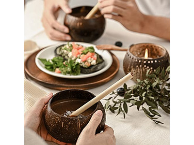 Kokosnussfrühstücksschale Holz 20 cm Schale mit Deckel Organische Schalen Charcuterie-Schalen