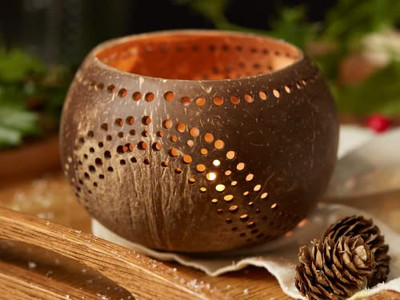 Kokos-Mischschüssel Kleine Handgefertigte Schalen Naturholz Organisch Kinder