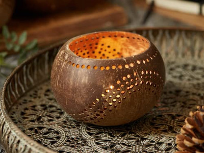 Kokos-Mischschüssel Kleine Handgefertigte Schalen Naturholz Organisch Kinder