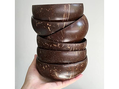 Kokosnussschale mit Deckel Holzlöffel und Schale Acai-Schalen Löffel Große Salat 10er-Pack