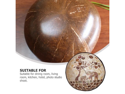 Gravierte Kokosnussschale Kokosnussschalenhälften großes Servierset Schalenhalter natürlich